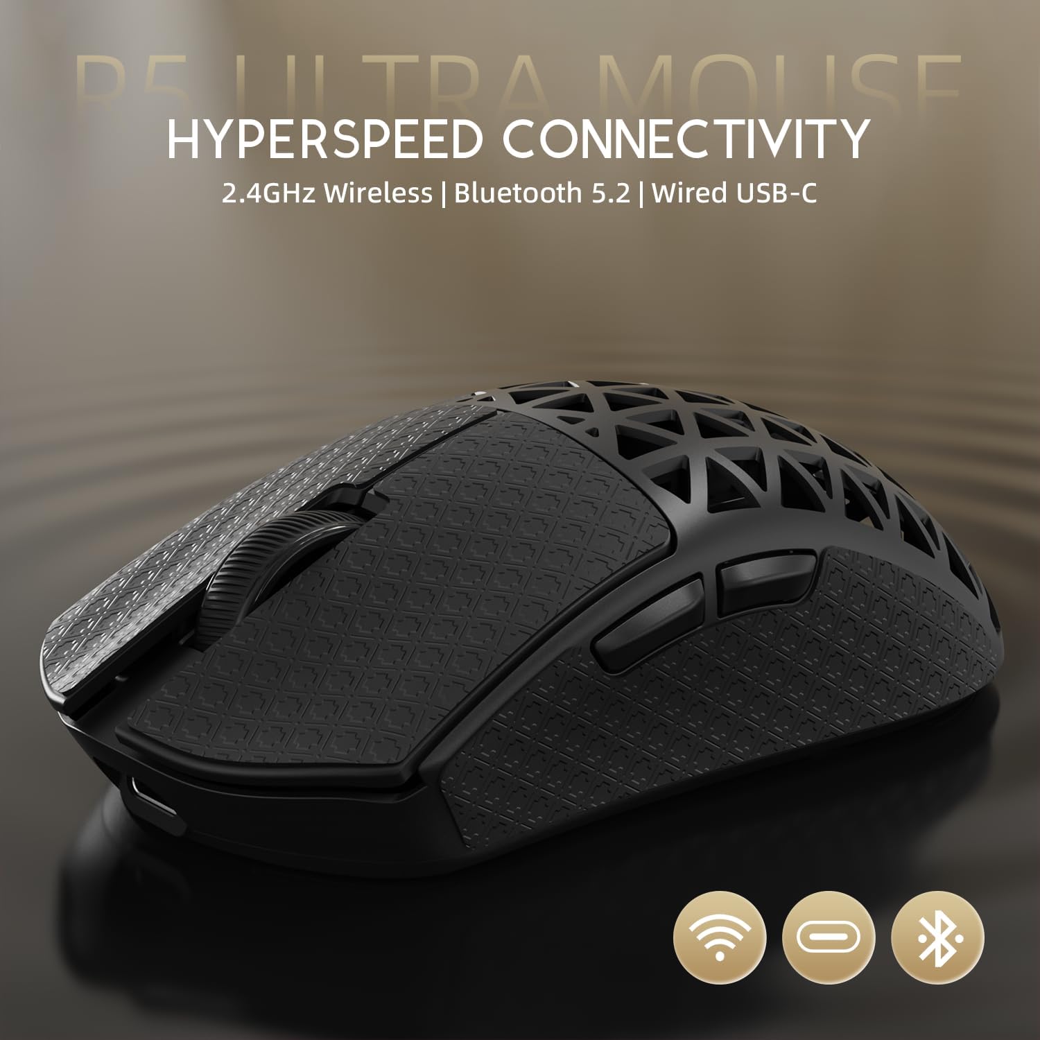 MOUSE GAMER ATTACK SHARK R5 ULTRA 8K CARBON FIBER INALÁMBRICO NEGRO - 4