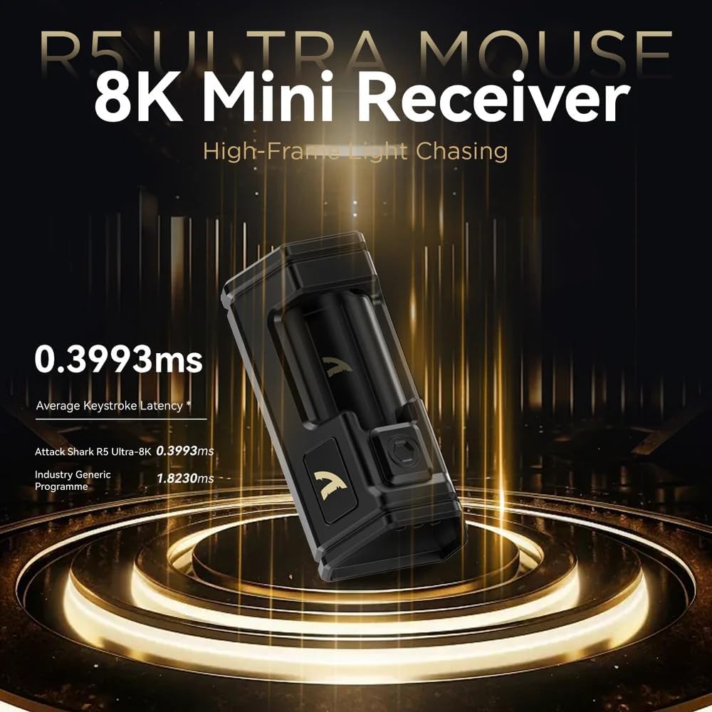 MOUSE GAMER ATTACK SHARK R5 ULTRA 8K CARBON FIBER INALÁMBRICO NEGRO - 5