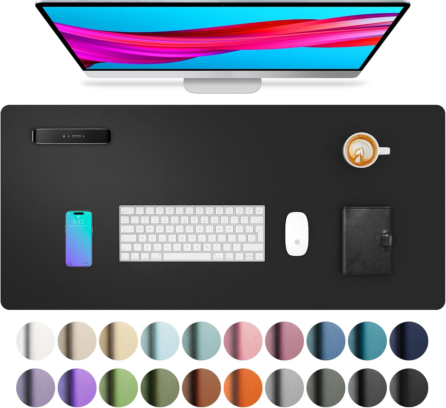 MOUSE PAD AOTHIA PROTECTOR DE ESCRITORIO DE CUERO PU IMPERMEABLE 60X35 CM NEGRO - 1