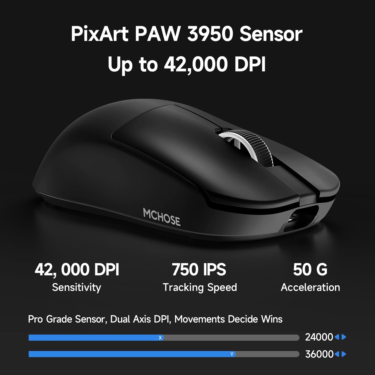 MOUSE GAMER MCHOSE L7 ULTRA+ WIRELESS ERGONÓMICO LIVIANO 48G - 3