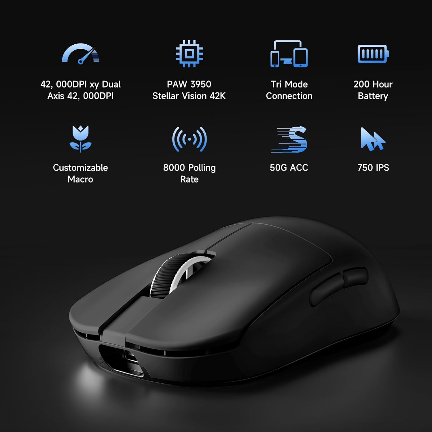 MOUSE GAMER MCHOSE L7 ULTRA+ WIRELESS ERGONÓMICO LIVIANO 48G - 5