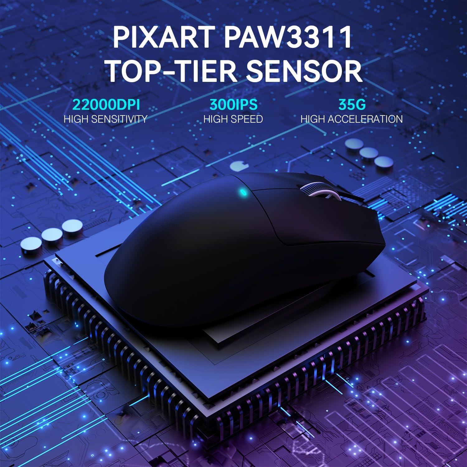 MOUSE GAMER ATTACK SHARK X11 WIRELESS PAW3311 22000 DPI NEGRO - 5