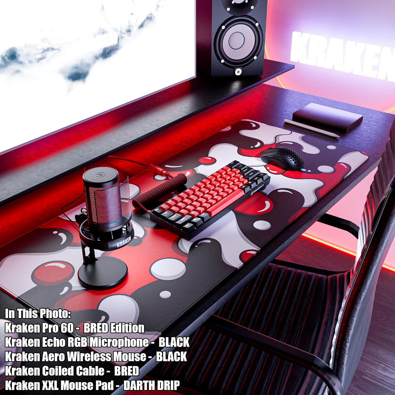 MOUSE PAD KRAKEN GAMING XXL ROJO DARTH DRIP 900X400MM - 3