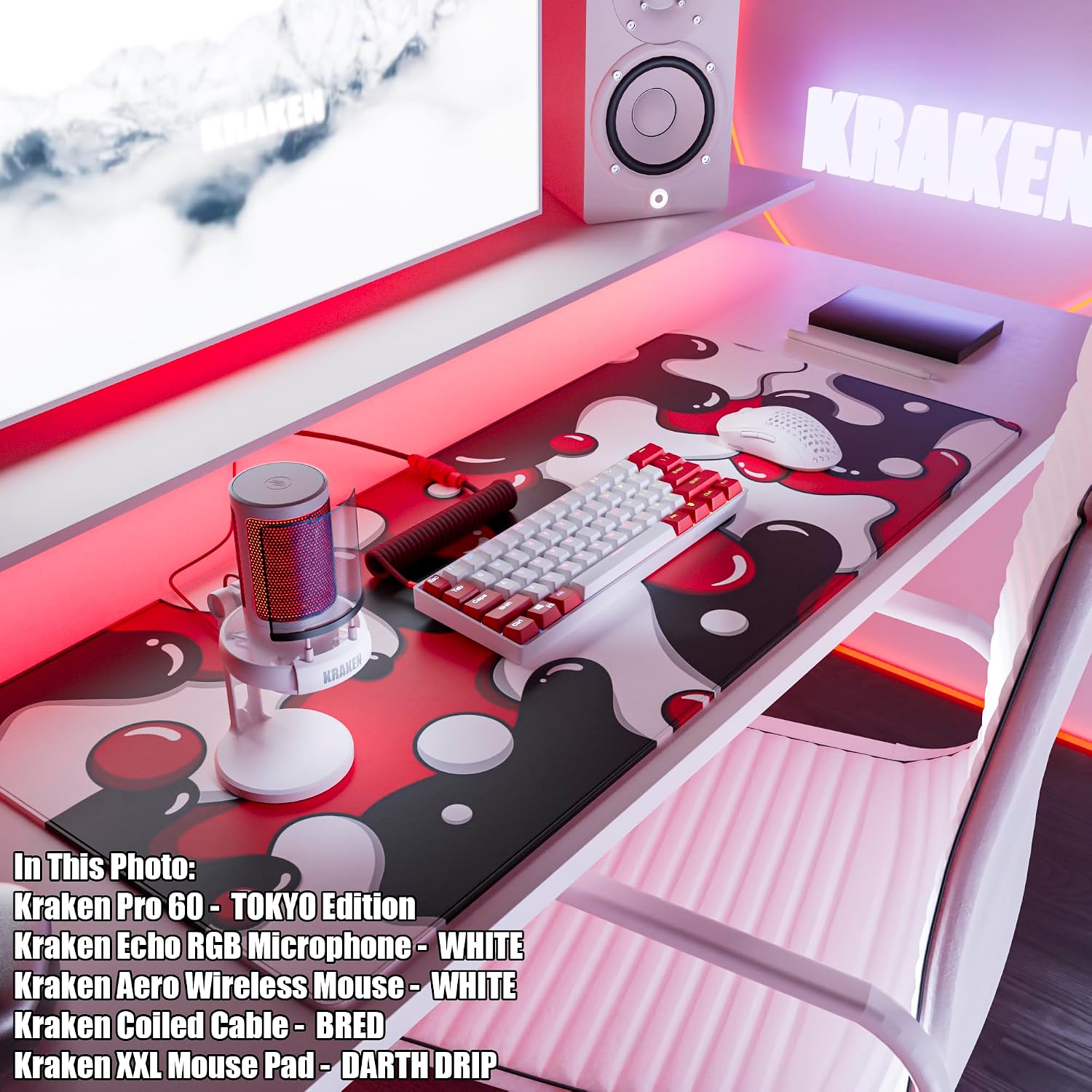 MOUSE PAD KRAKEN GAMING XXL ROJO DARTH DRIP 900X400MM - 4