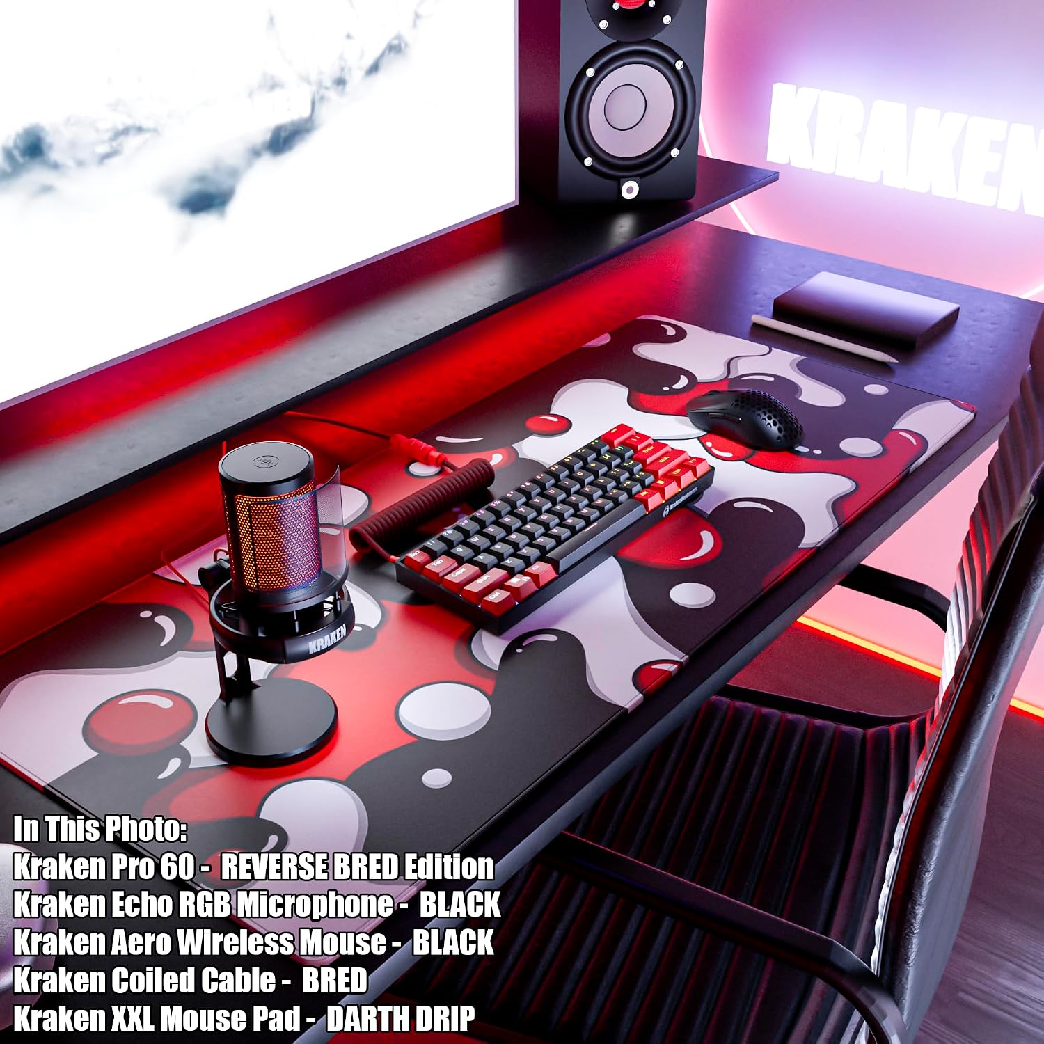 MOUSE PAD KRAKEN GAMING XXL ROJO DARTH DRIP 900X400MM - 5