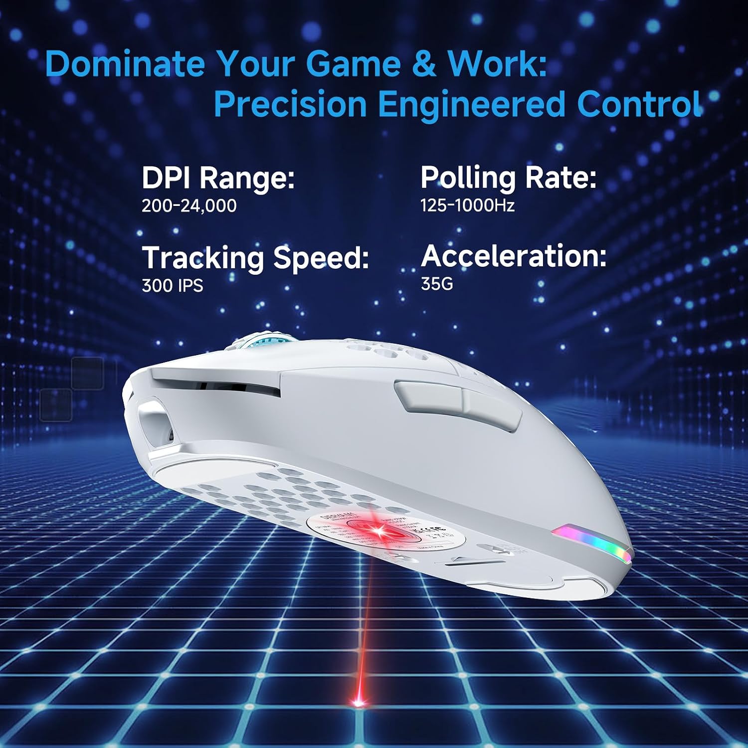 MOUSE GAMER TMKB FALCON M1 WIRELESS 24000 DPI BLANCO - 2