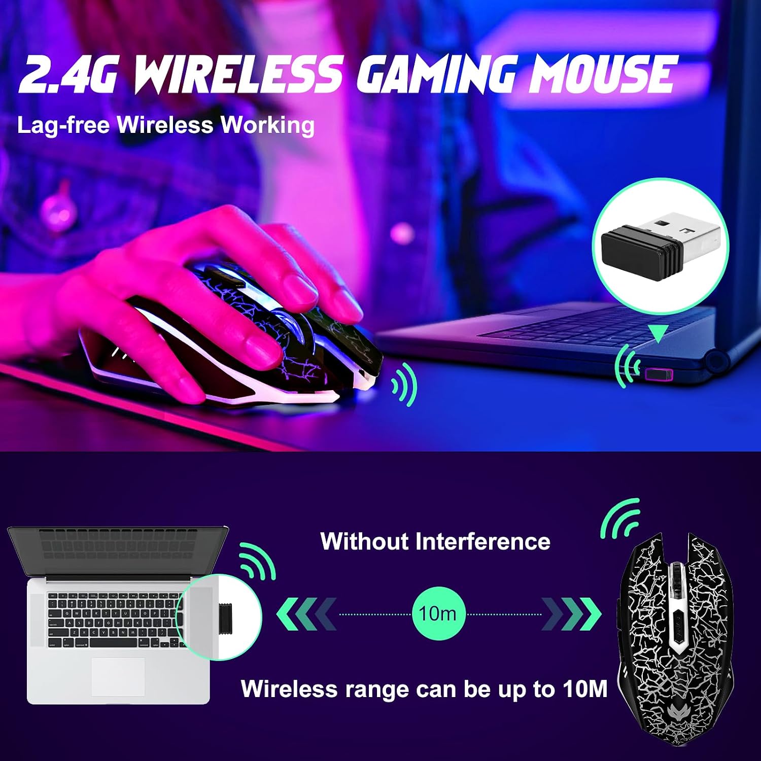 MOUSE GAMER INALÁMBRICO LULABBOARD UL0FNR0001 NEGRO 2400 DPI - 2