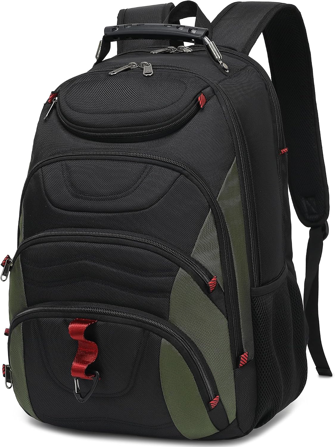 MOCHILA PARA LAPTOP BOAVAN 17.3 PULGADAS CON PUERTO USB IMPERMEABLE NEGRO Y VERDE MILITAR - 1