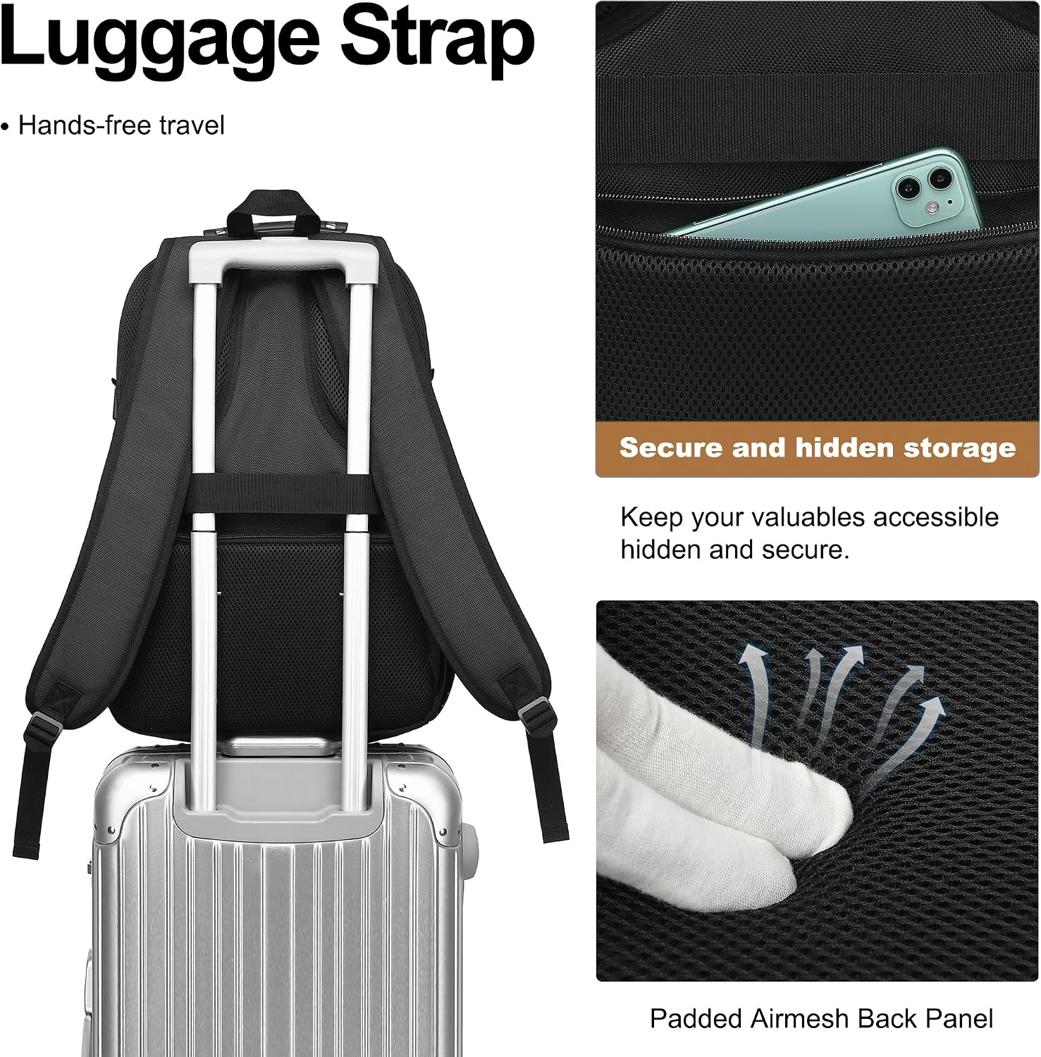 MOCHILA PARA LAPTOP BOAVAN 17.3 PULGADAS CON PUERTO USB IMPERMEABLE NEGRO Y VERDE ENEBRO - 4