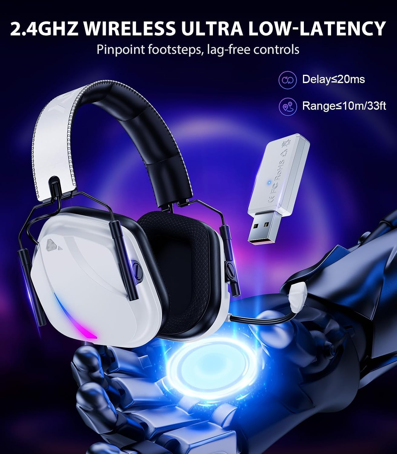 HEADSET INALÁMBRICO VAKEDY PARA PS5 MODELO H11 BLANCO - 3
