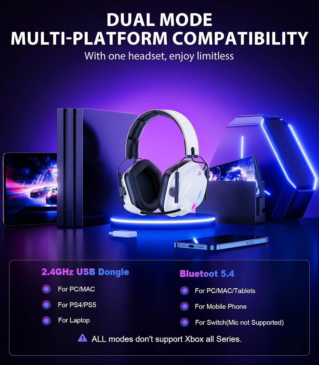 HEADSET INALÁMBRICO VAKEDY PARA PS5 MODELO H11 BLANCO - 4