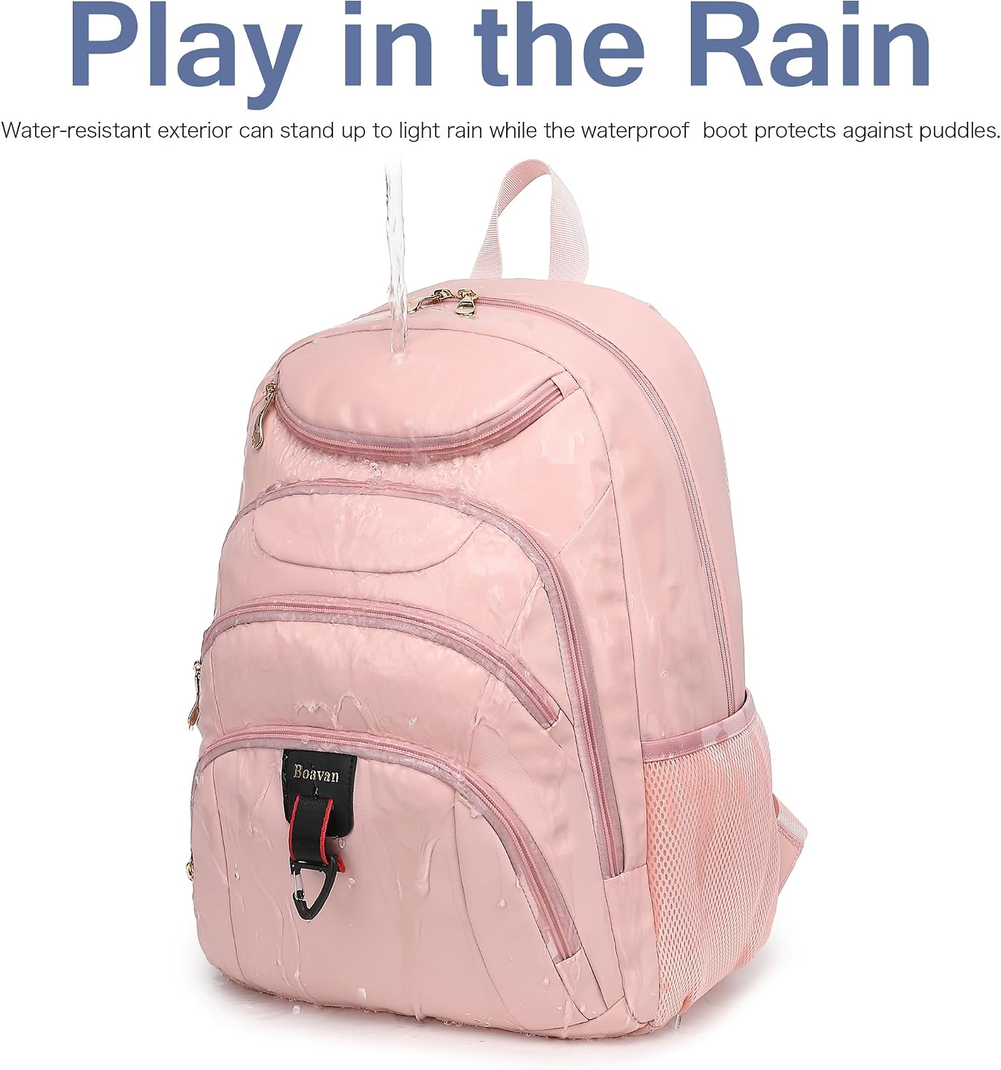 MOCHILA PARA LAPTOP BOAVAN 15.6 PULGADAS CON PUERTO USB IMPERMEABLE ROSA - 5