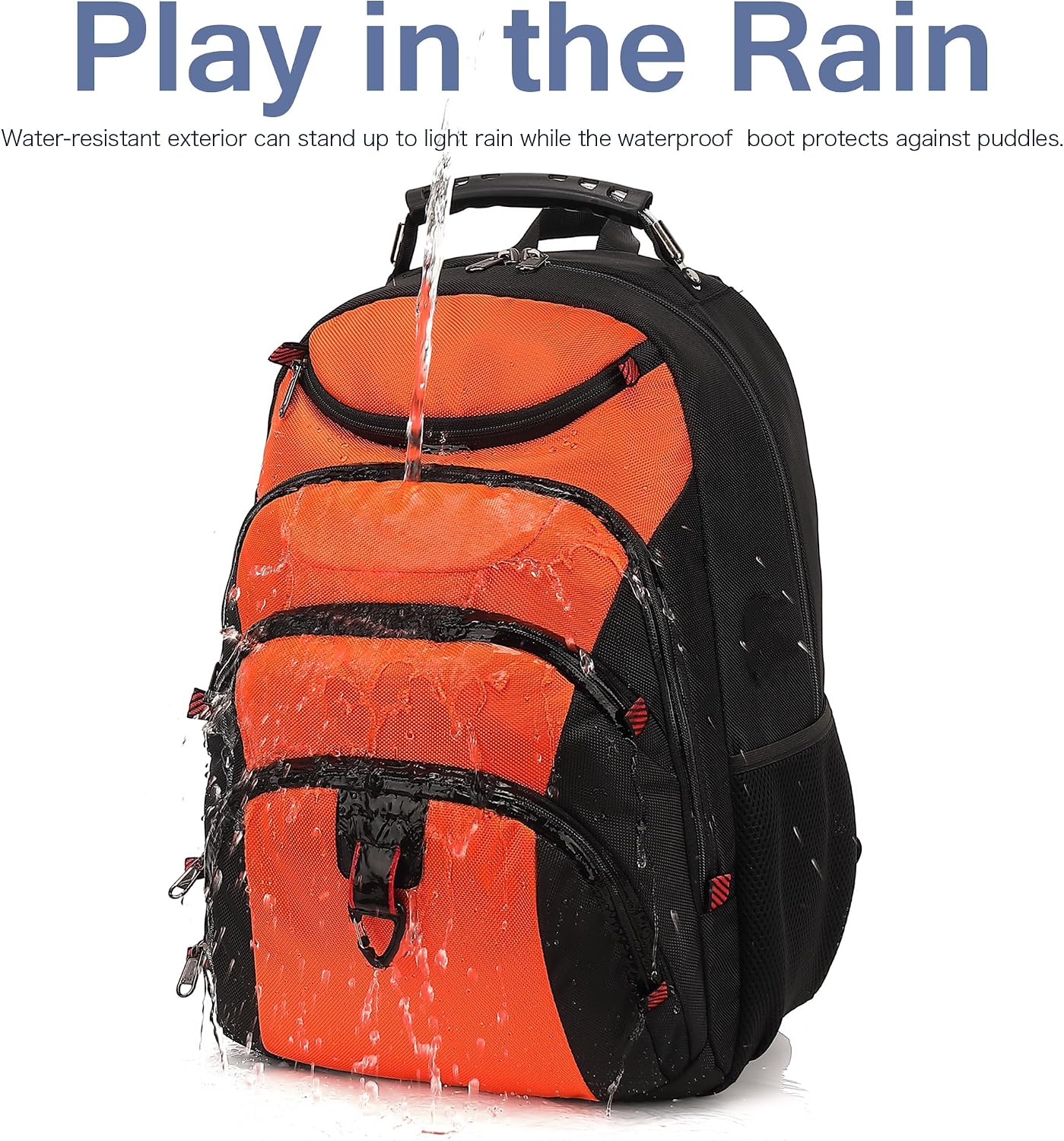 MOCHILA PARA LAPTOP BOAVAN 15.6 PULGADAS CON PUERTO USB IMPERMEABLE NARANJA Y NEGRO - 4