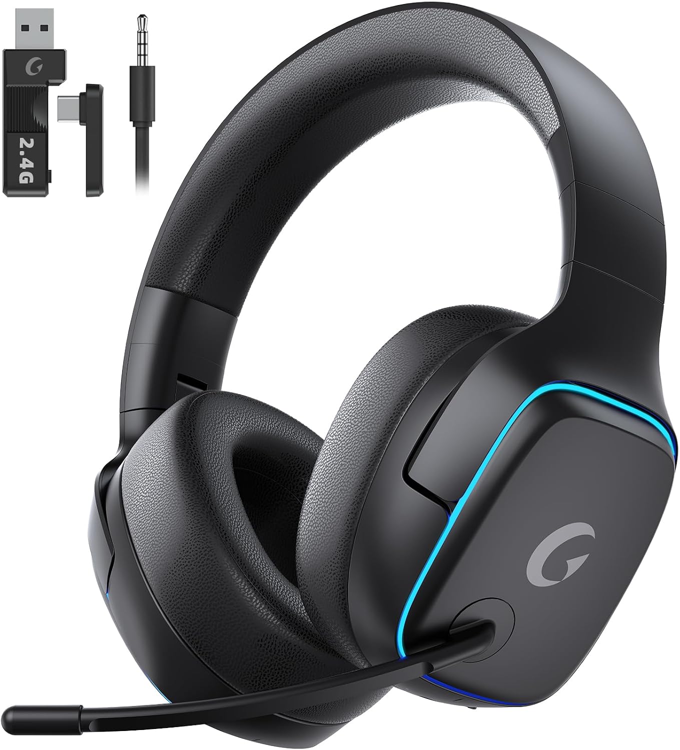 AUDÍFONOS INALÁMBRICOS PARA GAMING GVYUGKE 2.4GHZ PARA PS5, PS4, PC, SWITCH NEGRO MATE - 1