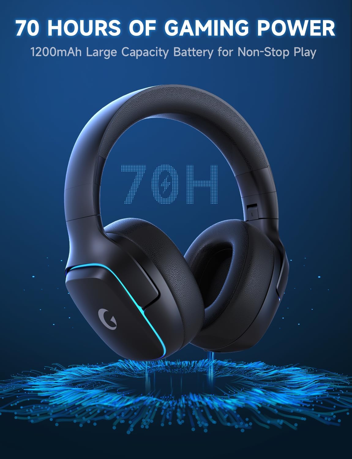 AUDÍFONOS INALÁMBRICOS PARA GAMING GVYUGKE 2.4GHZ PARA PS5, PS4, PC, SWITCH NEGRO MATE - 3