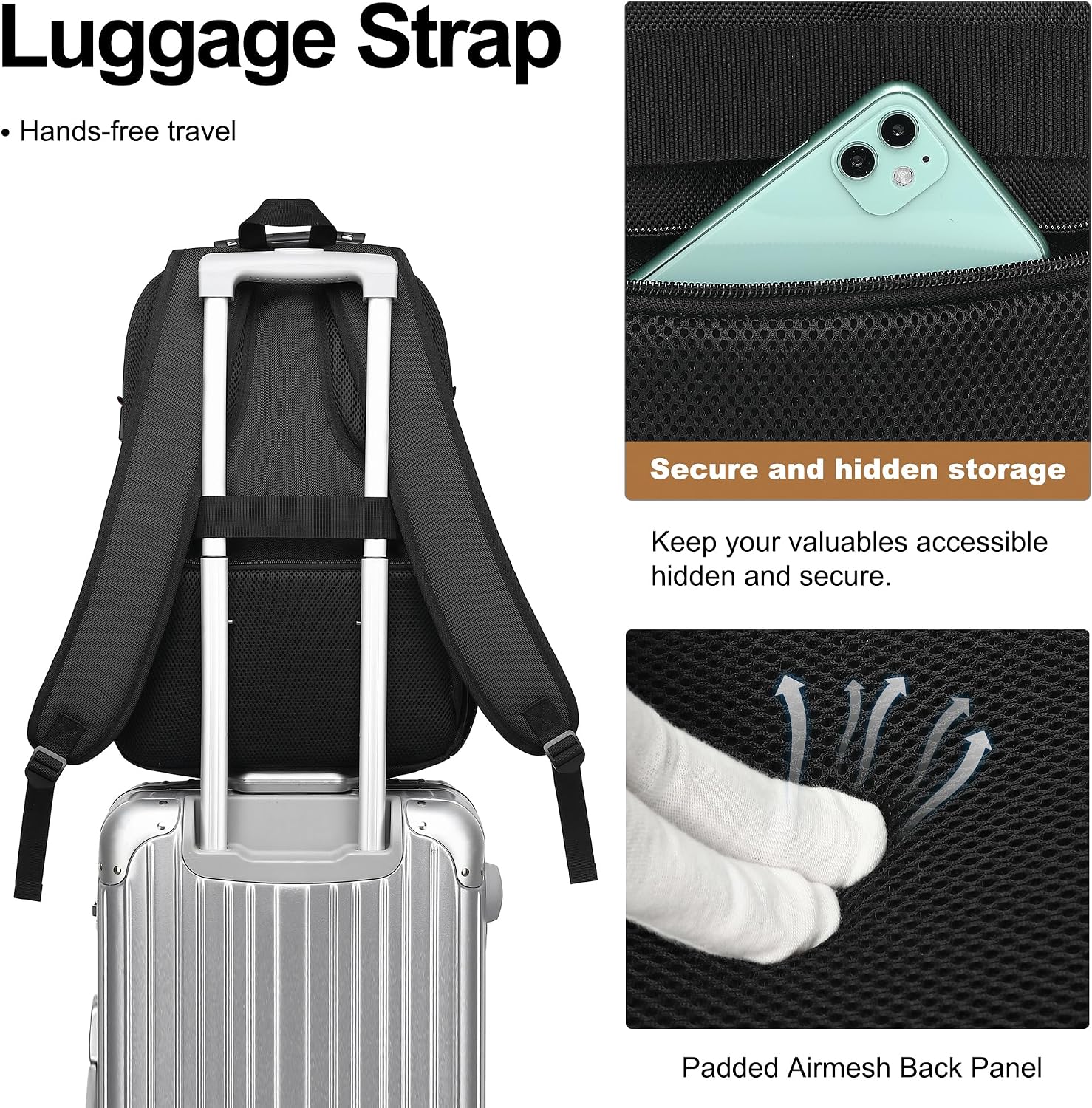 MOCHILA PARA LAPTOP BOAVAN 17.3 PULGADAS CON PUERTO USB IMPERMEABLE NEGRO Y ROJO - 4