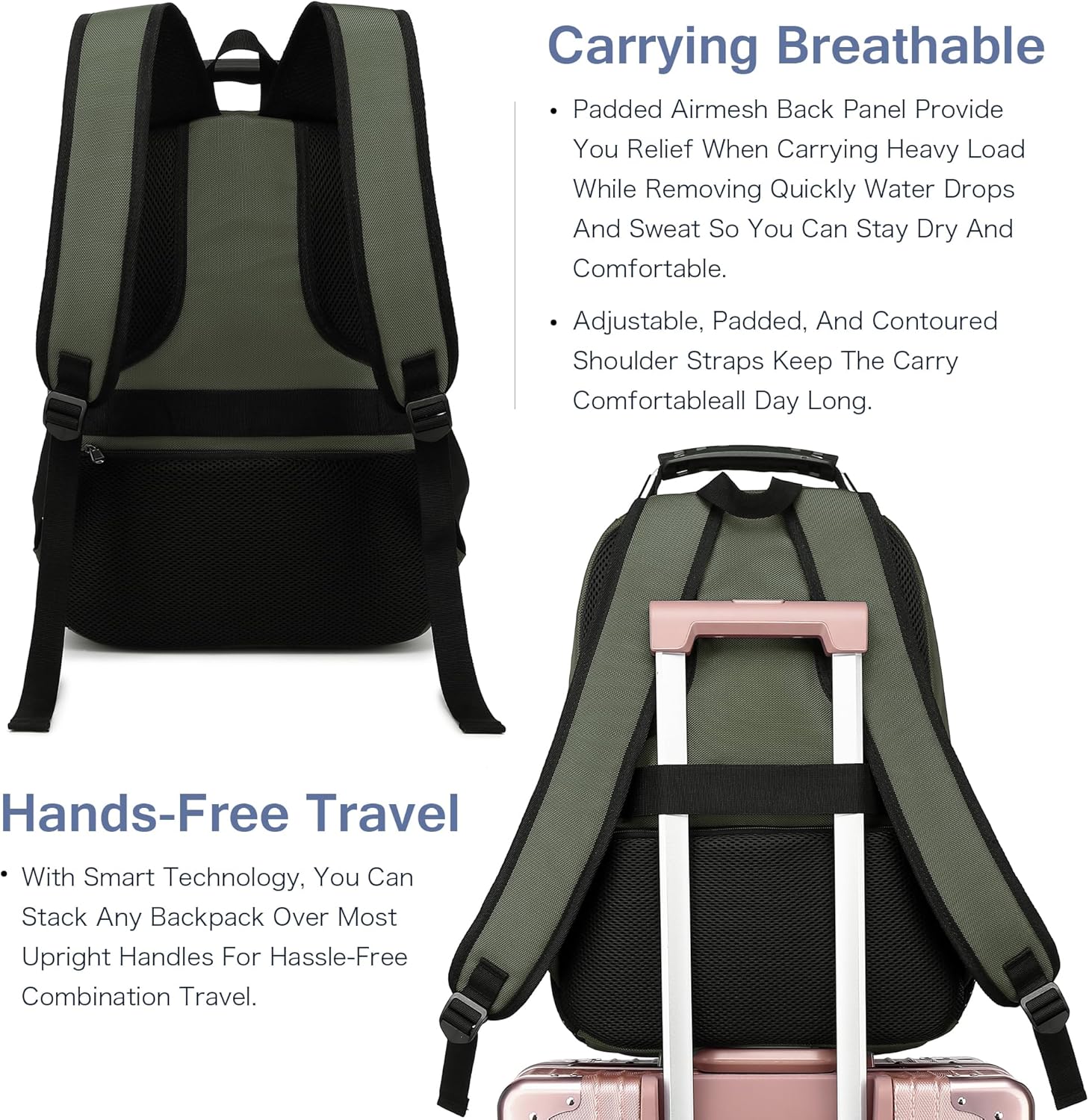 MOCHILA PARA LAPTOP BOAVAN 15.6 PULGADAS CON PUERTO USB IMPERMEABLE VERDE - 3