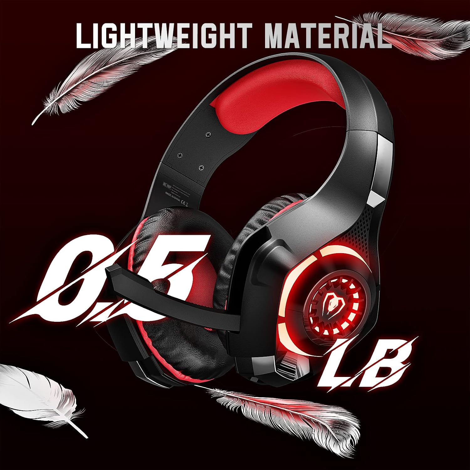 HEADSET PARA GAMING TATYBO PS5 PC CON MICRÓFONO CANCELADOR DE RUIDO RGB NEGRO ROJO - 5