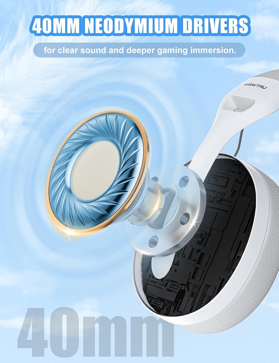 HEADSET PARA GAMING WIRWTRU CON CABLE PARA PS5, XBOX, PC Y PS4 - 3