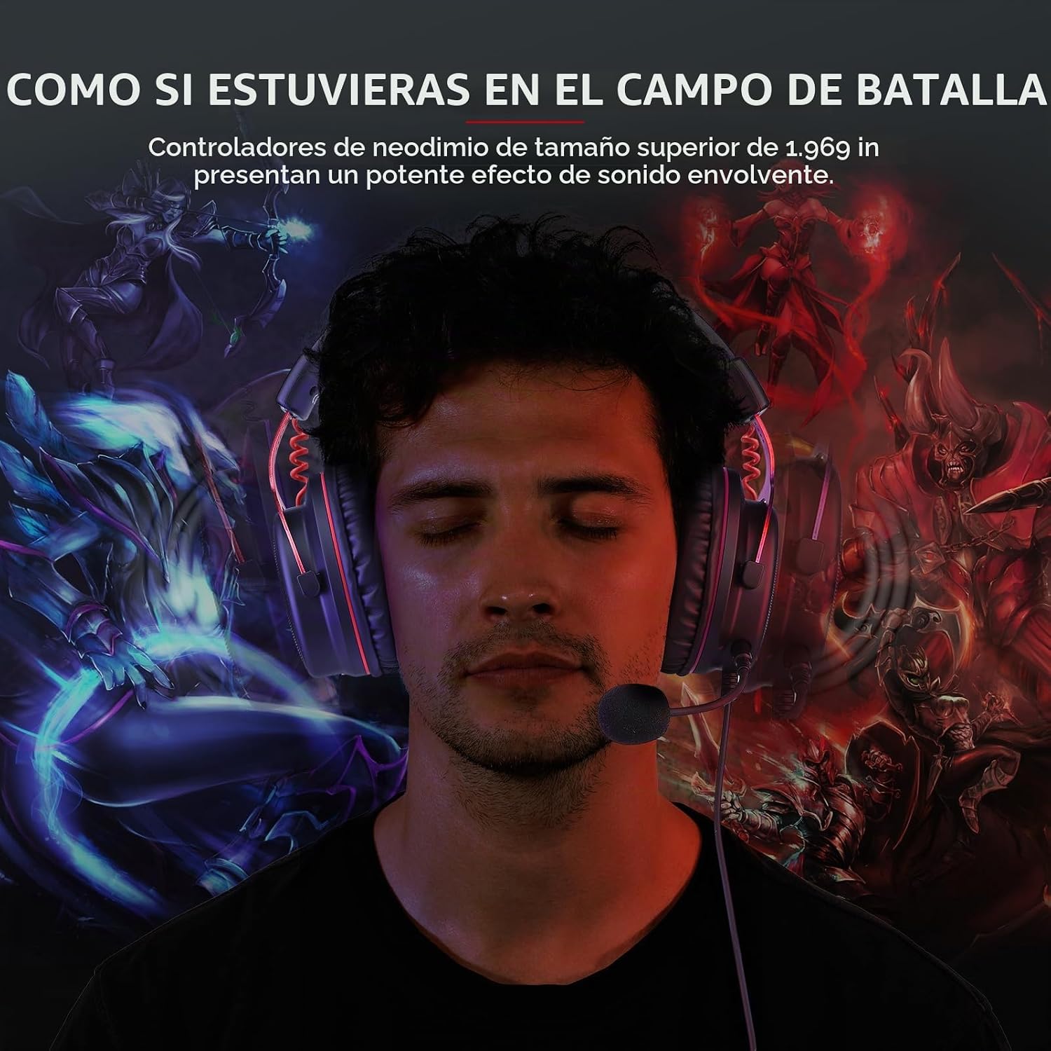 AUDÍFONOS GAMING EKSA E900 CON MICRÓFONO DESMONTABLE Y SONIDO 3D SURROUND - 2