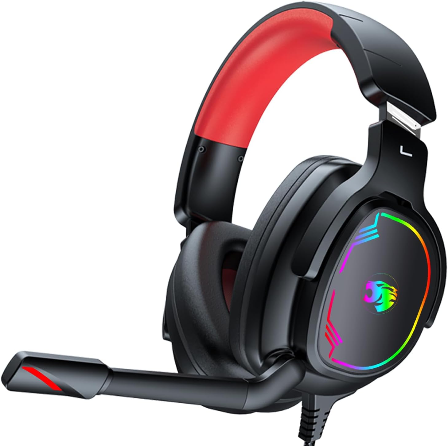 AUDÍFONOS GAMING JIMONYER CON MICRÓFONO, SONIDO SURROUND 7.1, CANCELACIÓN DE RUIDO, RGB, OVER EAR, ROJO - 1