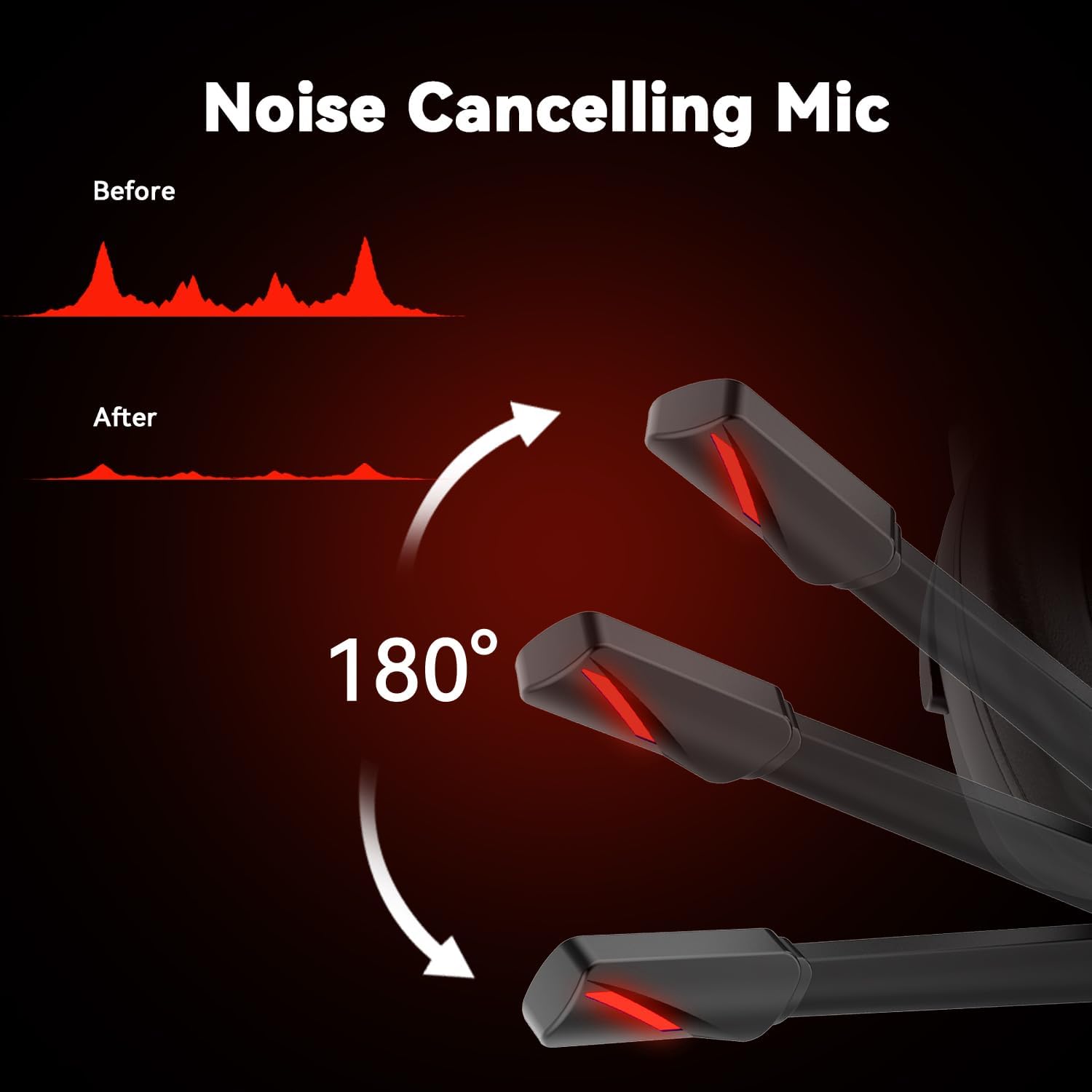 AUDÍFONOS GAMING JIMONYER CON MICRÓFONO, SONIDO SURROUND 7.1, CANCELACIÓN DE RUIDO, RGB, OVER EAR, ROJO - 5