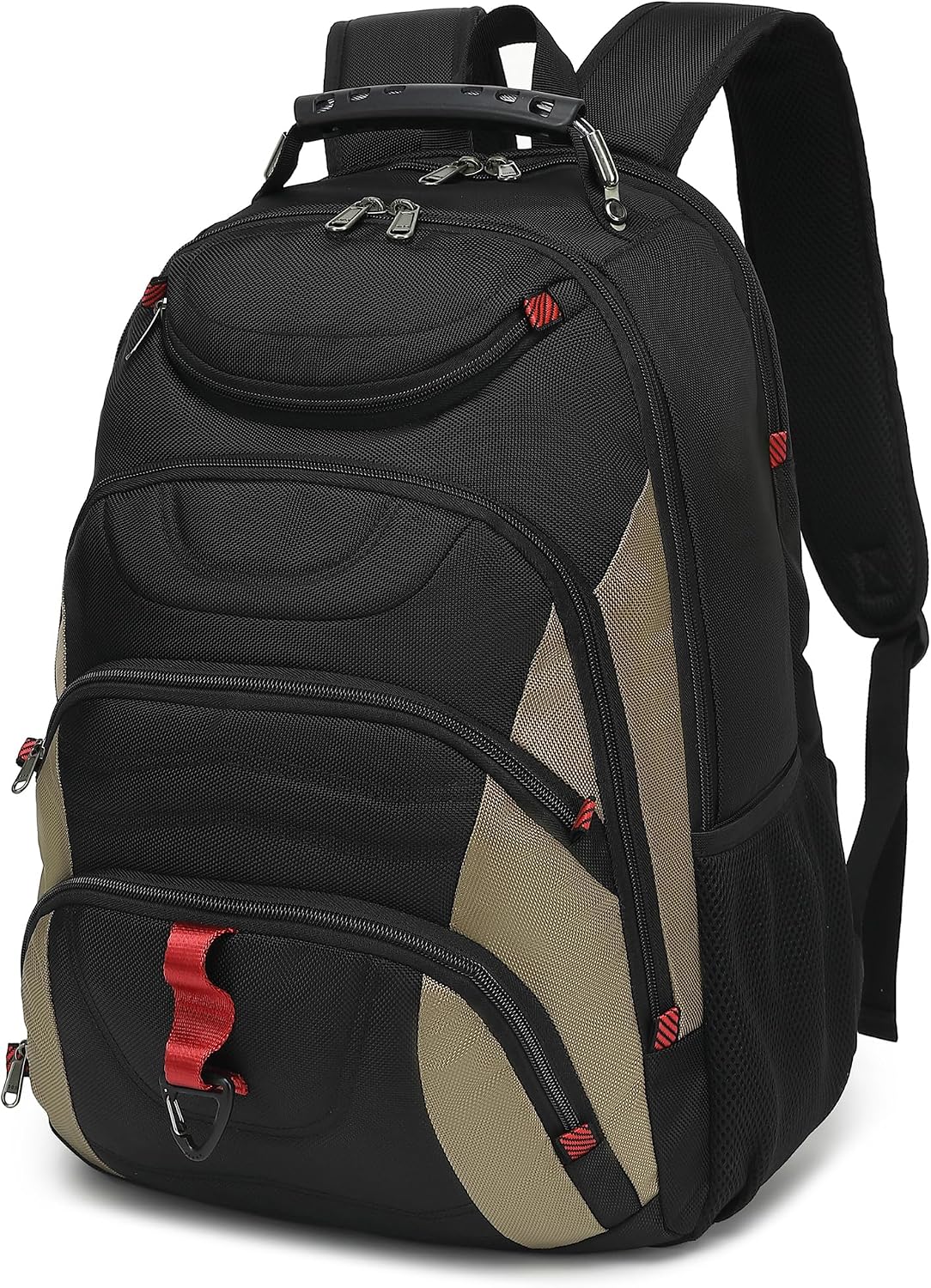 MOCHILA PARA LAPTOP BOAVAN 17.3 PULGADAS CON PUERTO USB IMPERMEABLE NEGRO Y CAQUI - 1
