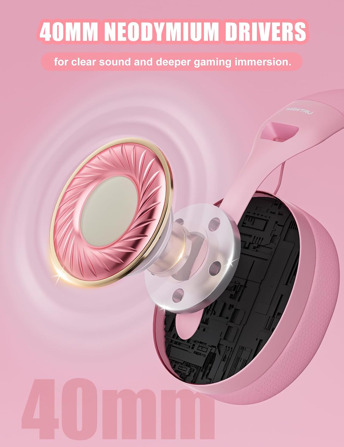 HEADSET PARA GAMING WIRWTRU WIRED ROSA PARA PS5, XBOX, PC Y PS4 - 3