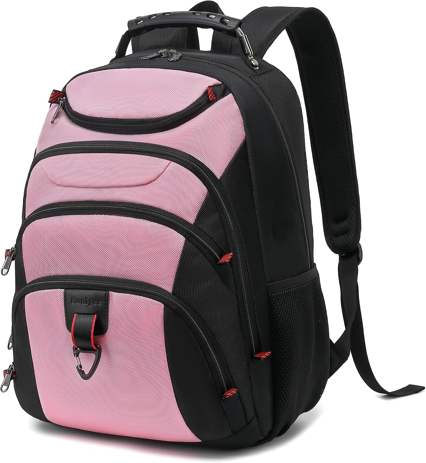 MOCHILA PARA LAPTOP BOAVAN 15.6 PULGADAS CON PUERTO USB IMPERMEABLE ROSA Y NEGRO - 1