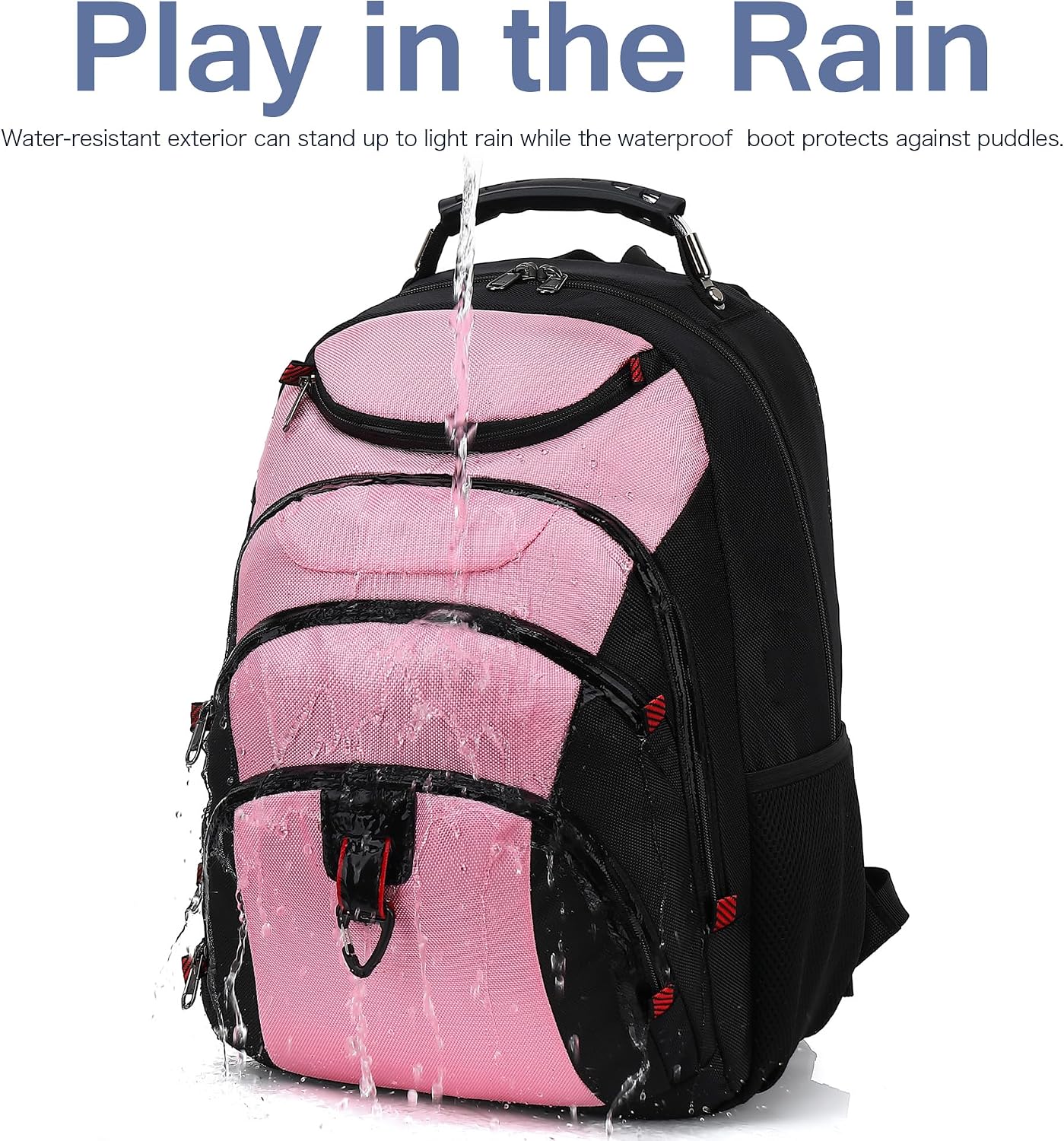MOCHILA PARA LAPTOP BOAVAN 15.6 PULGADAS CON PUERTO USB IMPERMEABLE ROSA Y NEGRO - 4