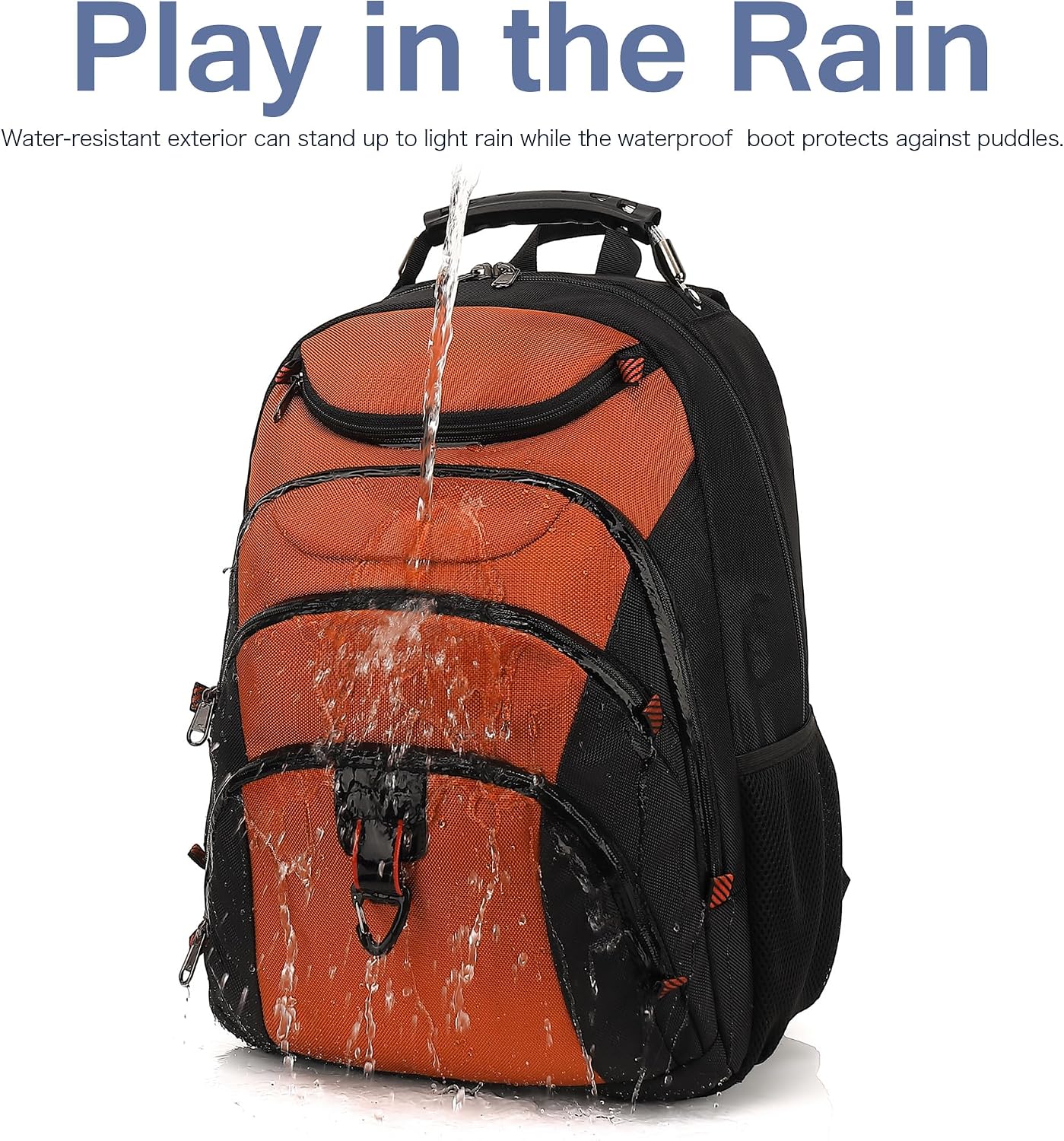 MOCHILA PARA LAPTOP BOAVAN 15.6 PULGADAS CON PUERTO USB IMPERMEABLE COLOR NARANJA OSCURO NEGRO - 4