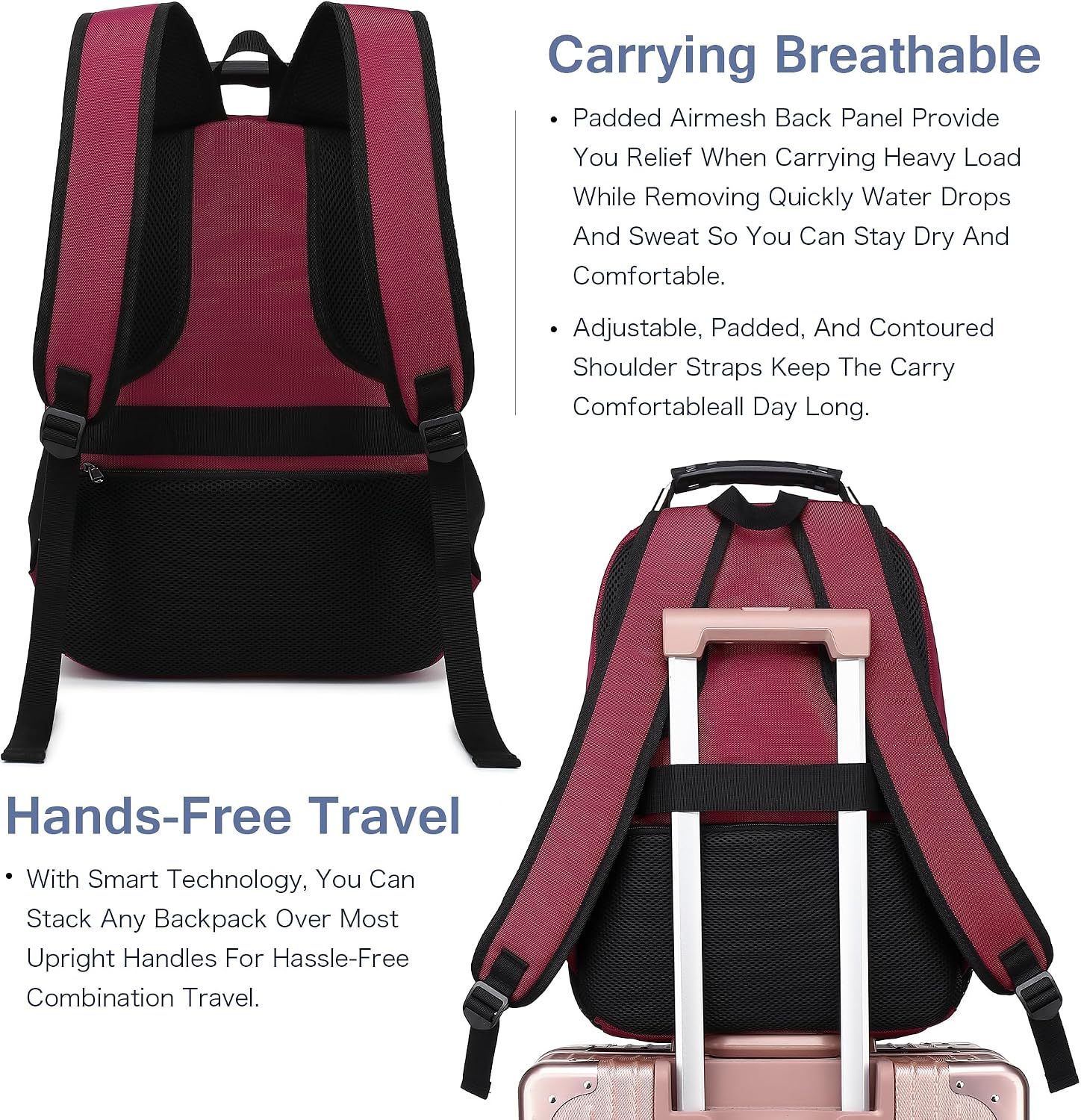 MOCHILA PARA LAPTOP BOAVAN 15.6 PULGADAS CON PUERTO USB IMPERMEABLE COLOR ROJO LADRILLO - 3