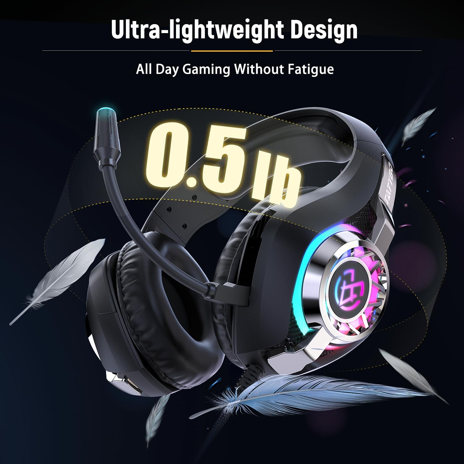 HEADSET PARA GAMING TATYBO PS5 PC CON MICRÓFONO CANCELADOR DE RUIDO RGB NEGRO - 5