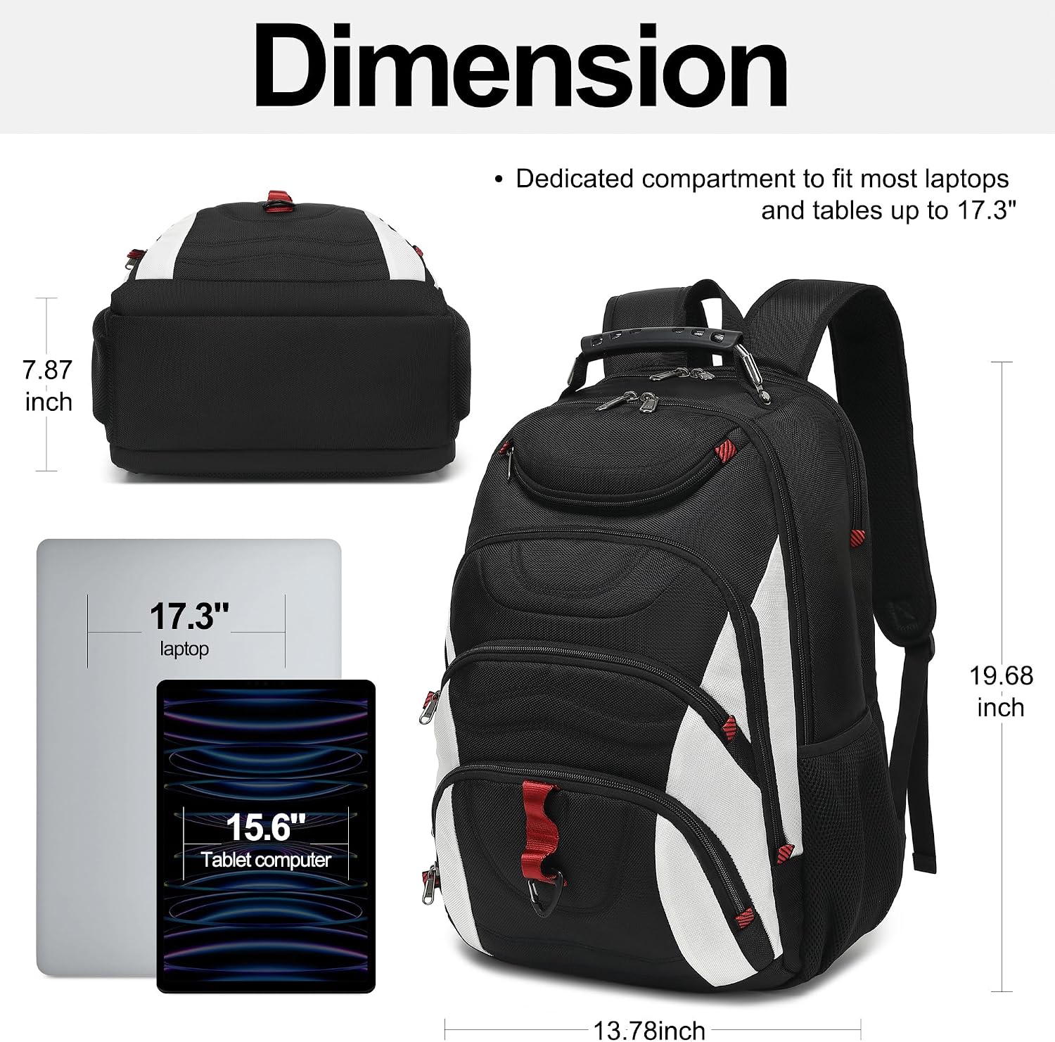 MOCHILA PARA LAPTOP BOAVAN 17.3 PULGADAS CON PUERTO USB IMPERMEABLE BLANCA - 2