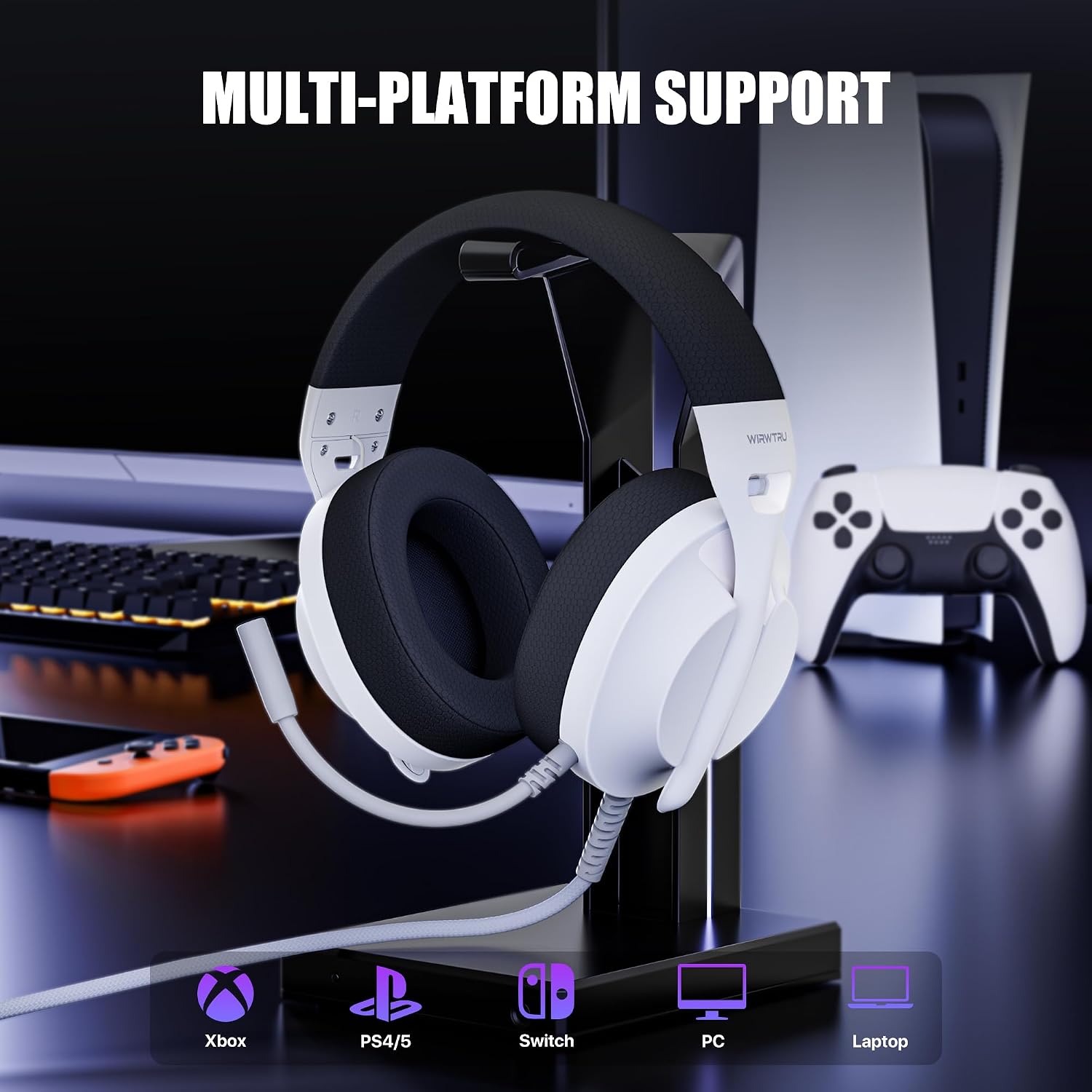 HEADSET PARA GAMING WIRWTRU S30 CON CABLE PARA PS5, XBOX, PC Y PS4 - 5