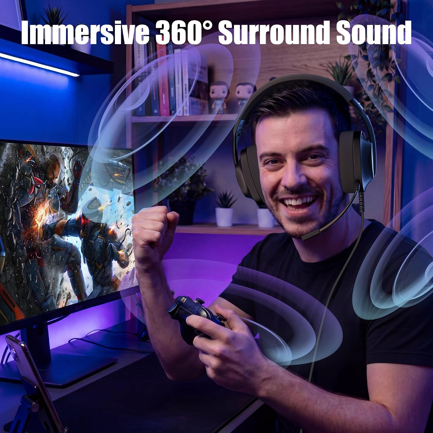 HEADSET PARA GAMING WIRWTRU CON CABLE PARA PS5, XBOX, PC Y PS4 - 4