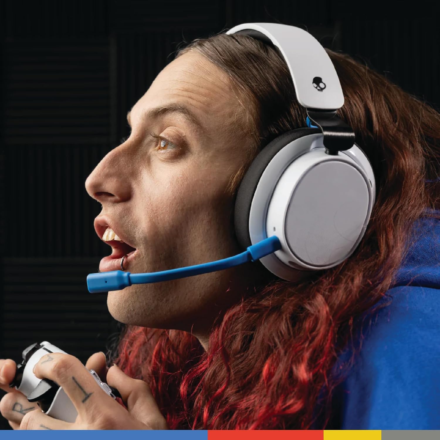 HEADSET INALÁMBRICO PARA GAMING SKULLCANDY SLYR PRO MULTI-PLATAFORMA BLANCO Y AZUL - 5