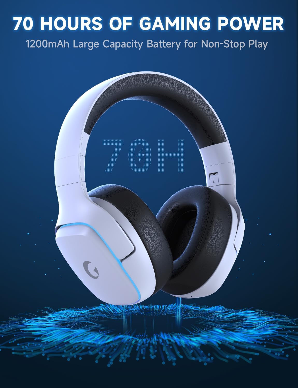 AUDÍFONOS INALÁMBRICOS PARA GAMING GVYUGKE 2.4GHZ PARA PS5, PS4, PC, SWITCH BLANCO - 3