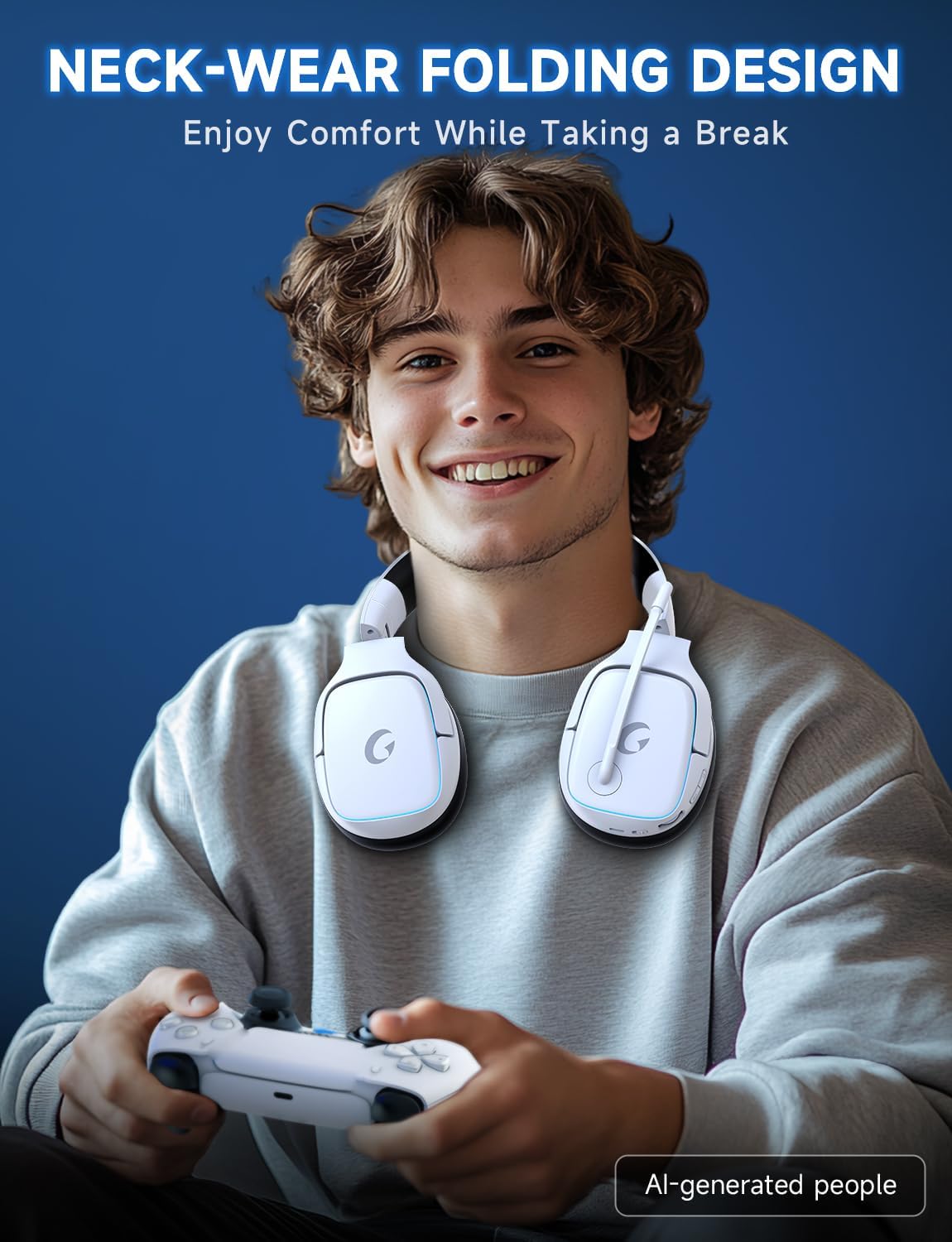 AUDÍFONOS INALÁMBRICOS PARA GAMING GVYUGKE 2.4GHZ PARA PS5, PS4, PC, SWITCH BLANCO - 4