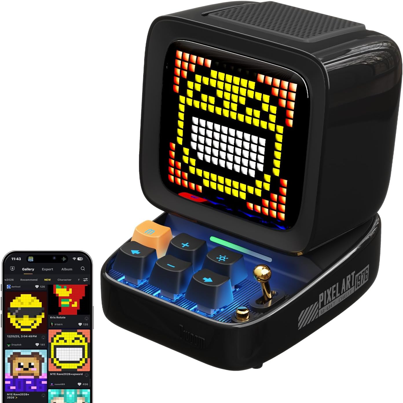 PARLANTE PORTÁTIL DIVOOM DITOO RETRO PIXEL ART 15W BLUETOOTH NEGRO - 1