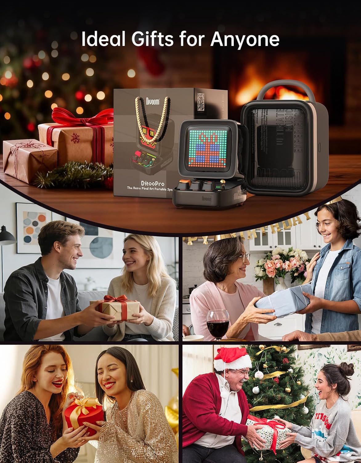 PARLANTE PORTÁTIL DIVOOM DITOO RETRO PIXEL ART 15W BLUETOOTH NEGRO - 2