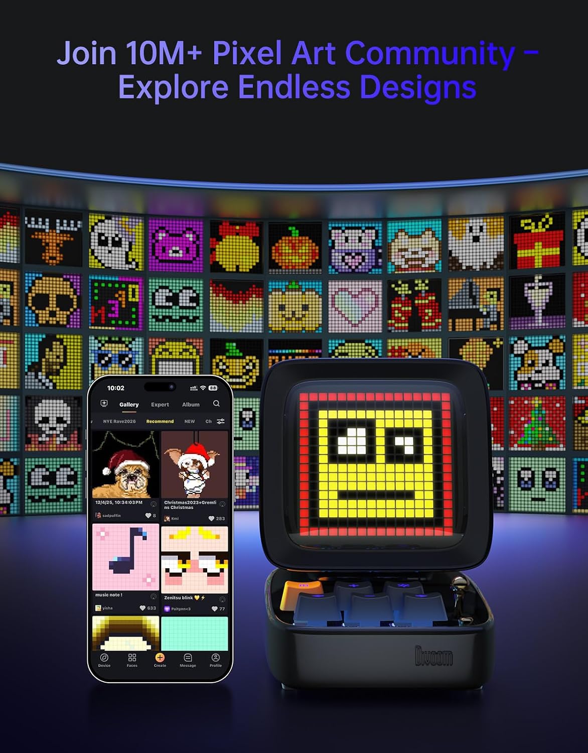 PARLANTE PORTÁTIL DIVOOM DITOO RETRO PIXEL ART 15W BLUETOOTH NEGRO - 5