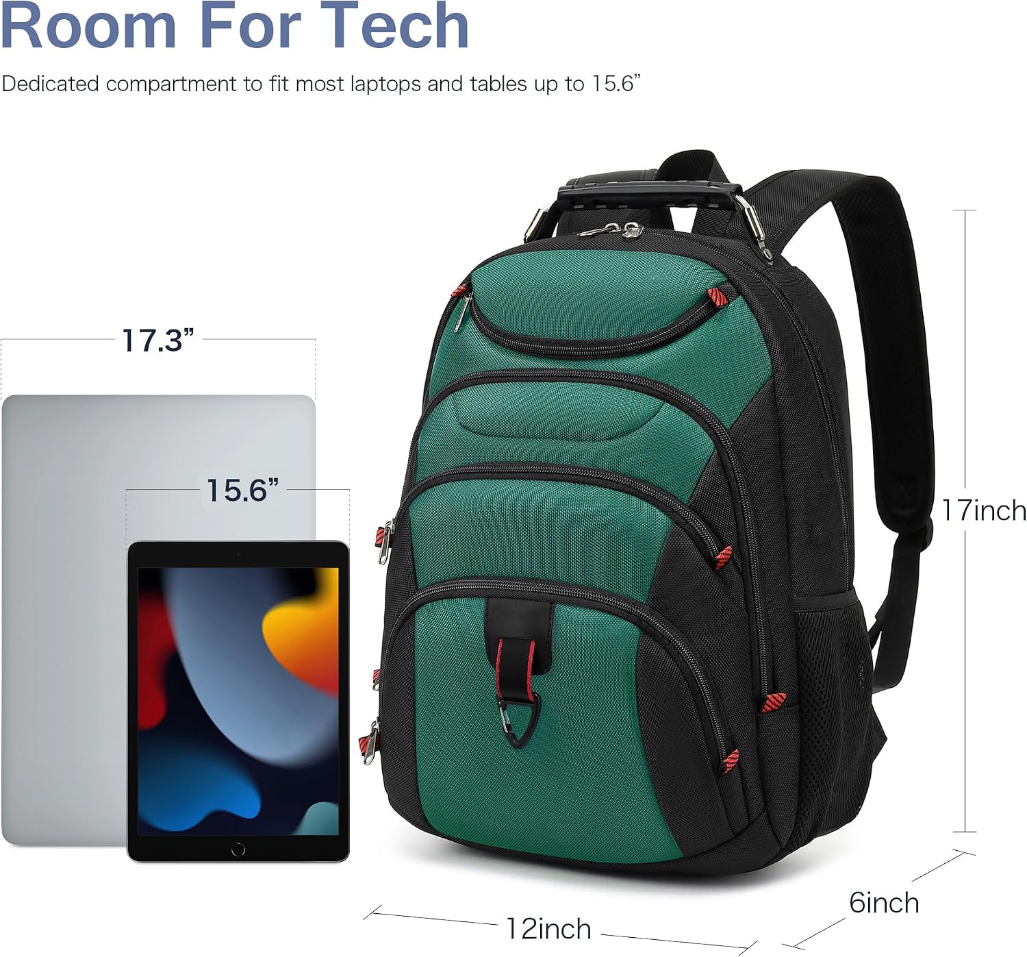MOCHILA PARA LAPTOP BOAVAN 15.6 PULGADAS CON PUERTO USB IMPERMEABLE NEGRO JUNÍPERO - 5