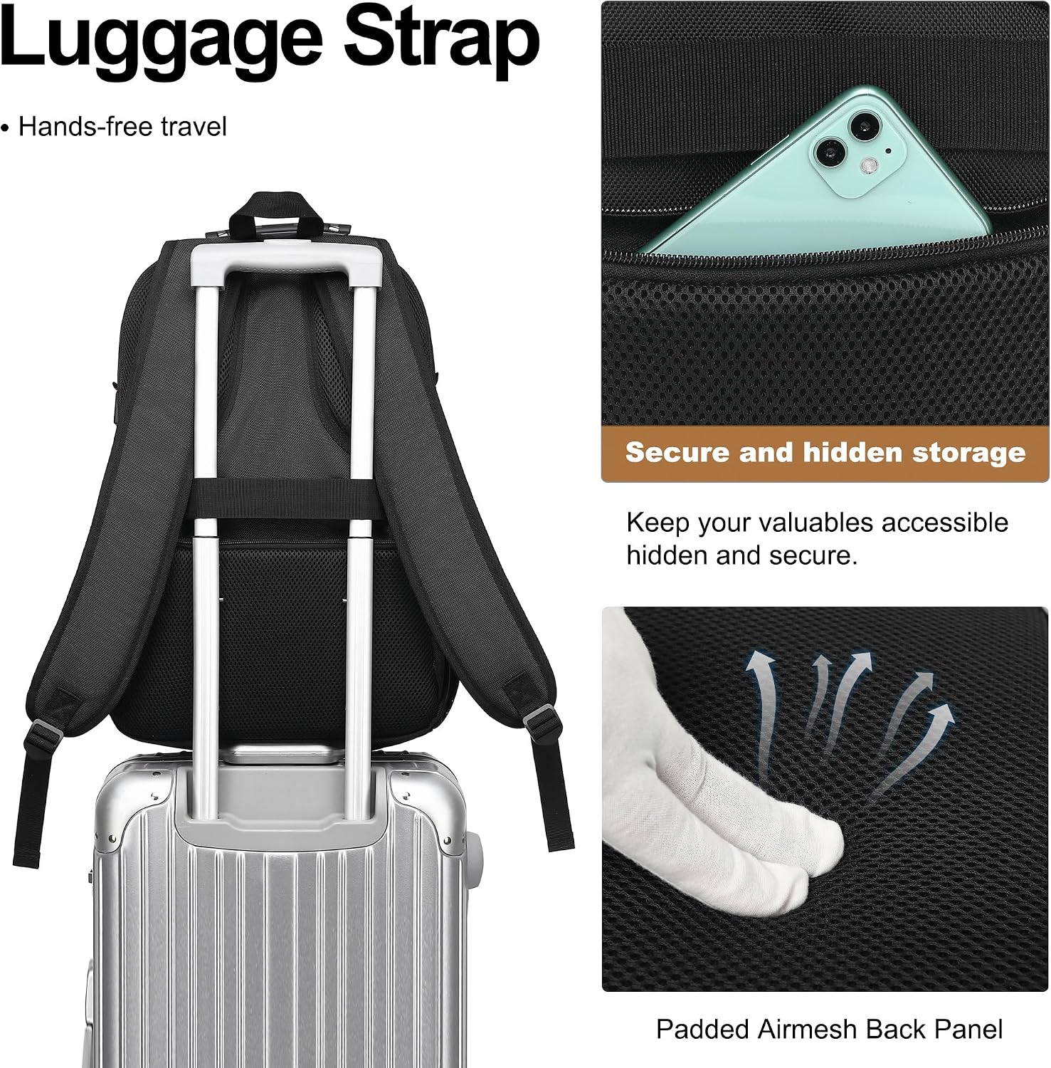 MOCHILA PARA LAPTOP BOAVAN 17.3 PULGADAS CON PUERTO USB IMPERMEABLE NEGRO Y NARANJA - 4