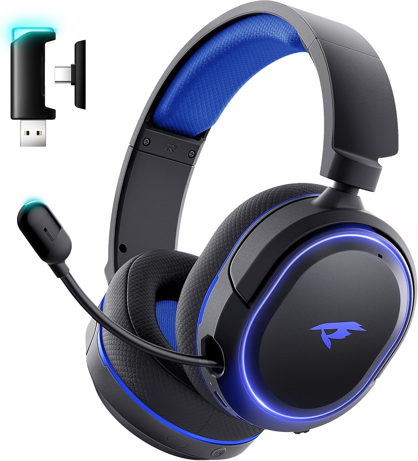 AUDÍFONOS INALÁMBRICOS PARA GAMING VALORISE UG-08S 7.1 SURROUND BLUETOOTH 5.4 100H BATERÍA NEGRO-AZUL - 1