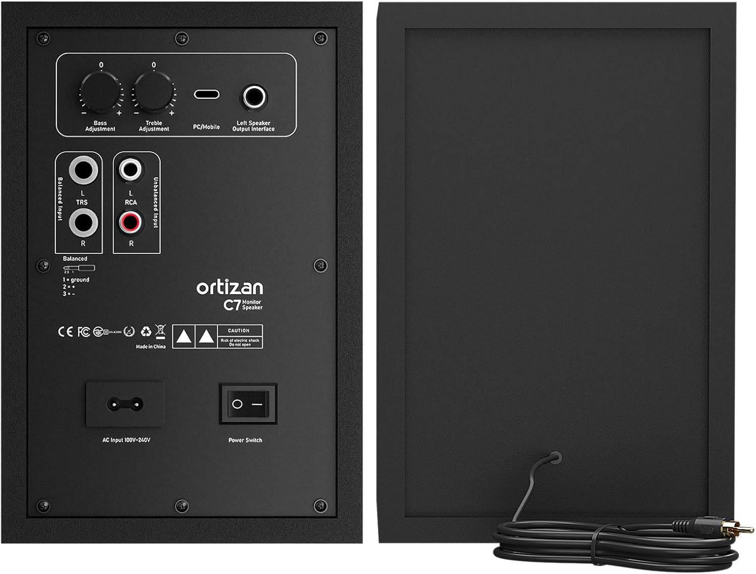 MONITORES DE ESTUDIO ACTIVOS ORTIZAN C7 CON BLUETOOTH 5.3 NEGRO - 2