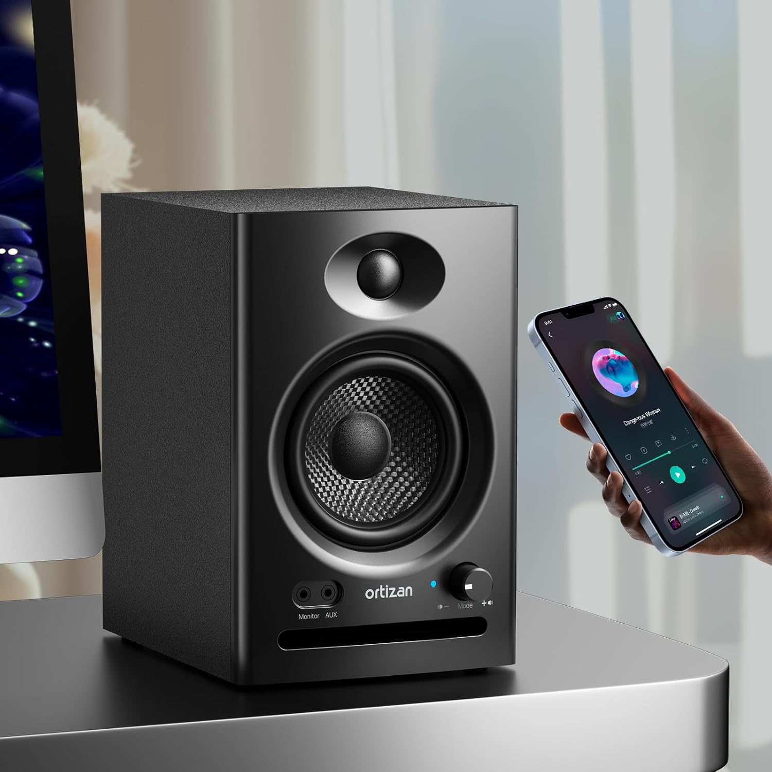 MONITORES DE ESTUDIO ACTIVOS ORTIZAN C7 CON BLUETOOTH 5.3 NEGRO - 3