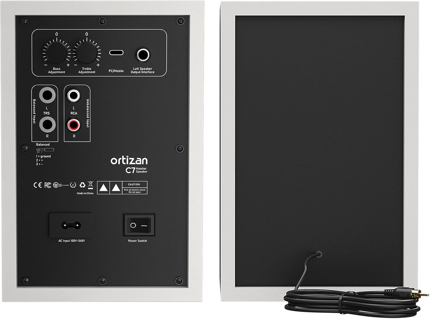 MONITORES DE ESTUDIO ORTIZAN C7 CON BLUETOOTH 5.3 BLANCO - 2
