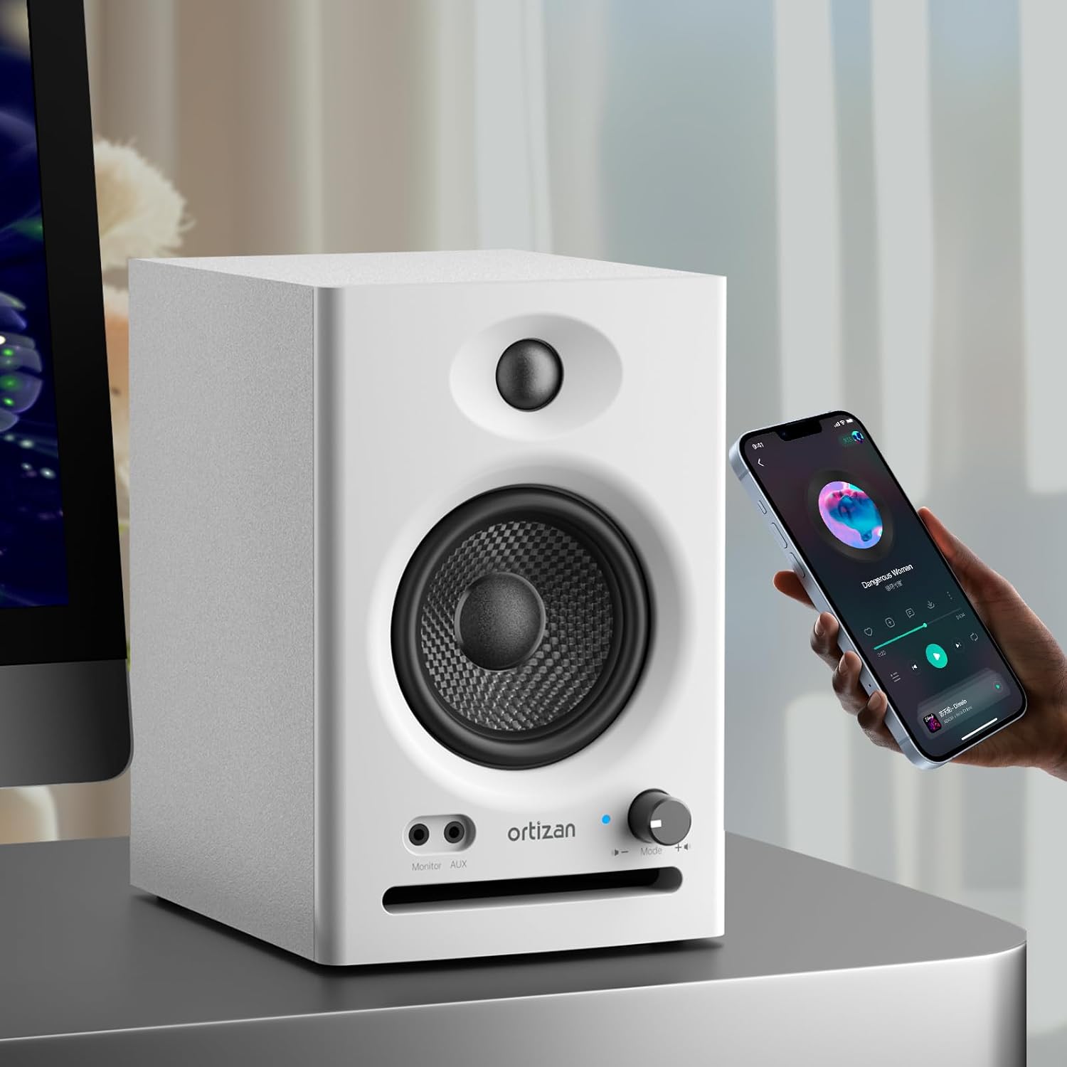 MONITORES DE ESTUDIO ORTIZAN C7 CON BLUETOOTH 5.3 BLANCO - 3