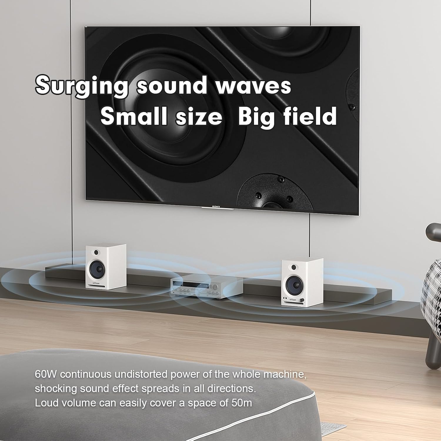 MONITORES DE ESTUDIO ORTIZAN C7 CON BLUETOOTH 5.3 BLANCO - 4